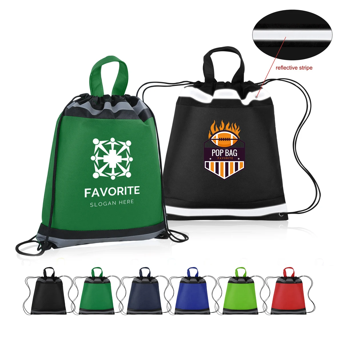 Reflective Non-Woven Drawstring Backpack 1