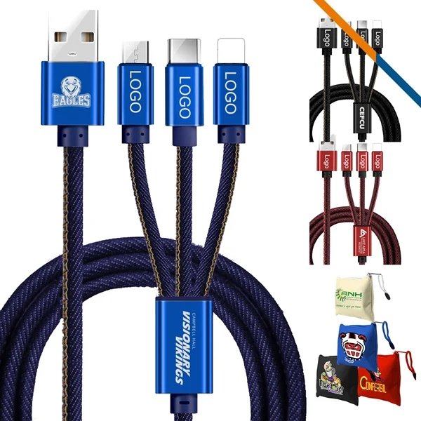 Custom Aluminum 3in1 39-Inch Charging Cable — 2A Multi Device Promo Charger 1