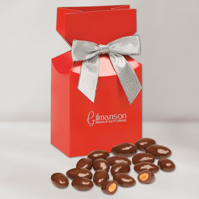 Chocolate Covered Almonds in Red Premium Delights Gift Box