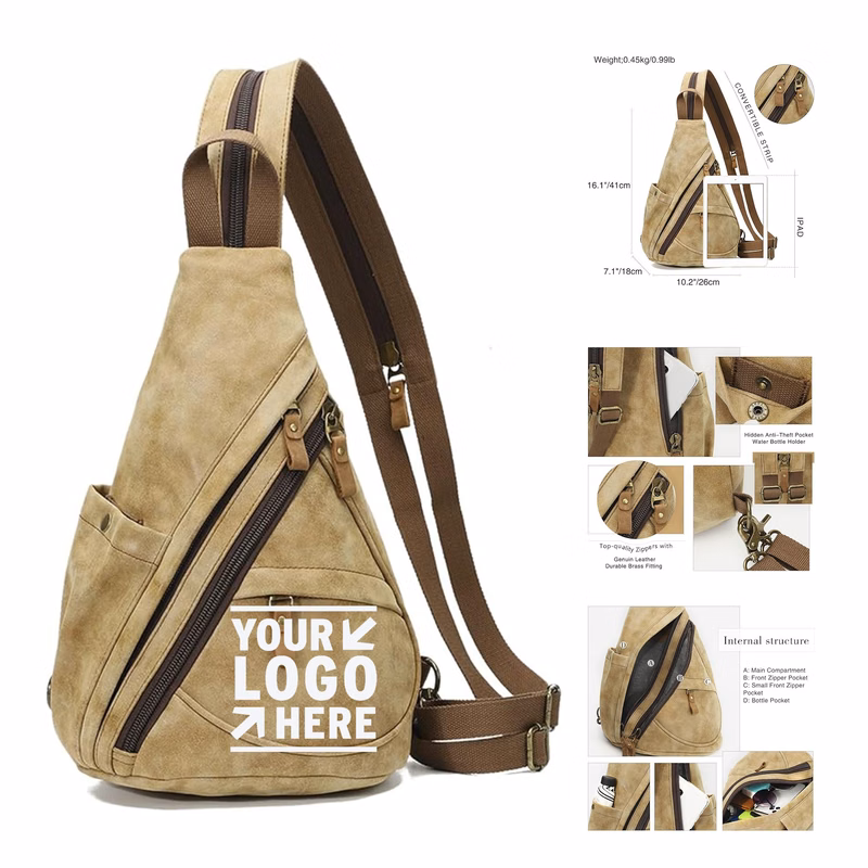 Men Women KL928 PU Leather Sling Bag Small Crossbody Backpack Shoulder Casual Daypack Rucksack