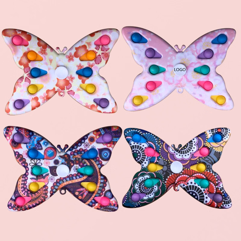 Butterfly-Shaped Kids Rotating Fidget Pop It w/10 Bubbles