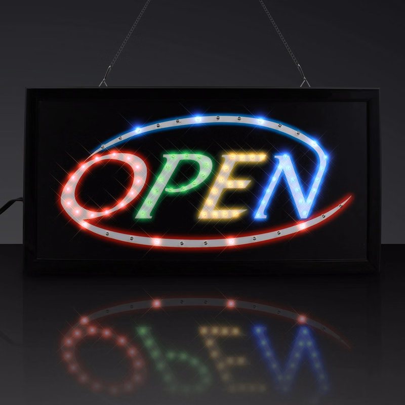 LED OPEN Sign, Plug-In Moving Lights