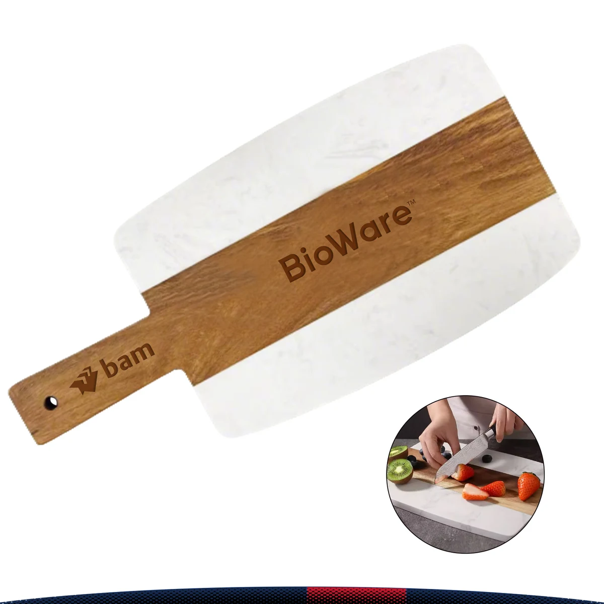 Hexor Marble Acacia Wood Handled Cutting Board 1