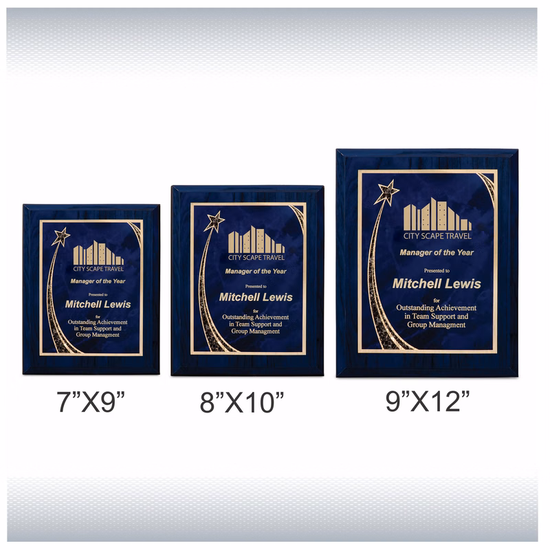 Blue Wood grain Plaque with Rising Star Plate