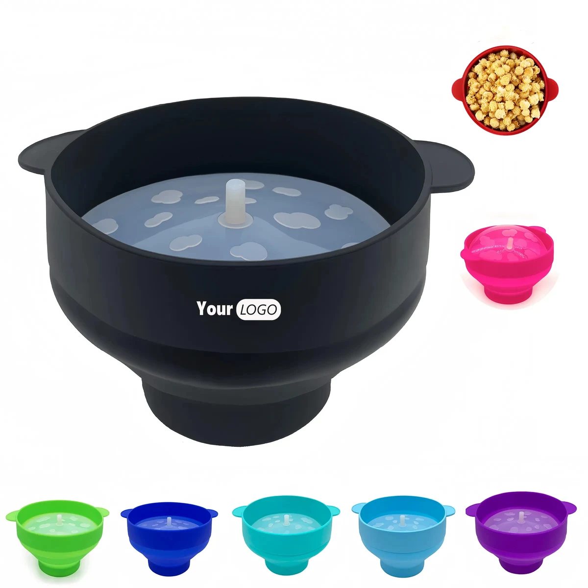 Silicone High Temperature Resistant Popcorn Bowl With Handle 1