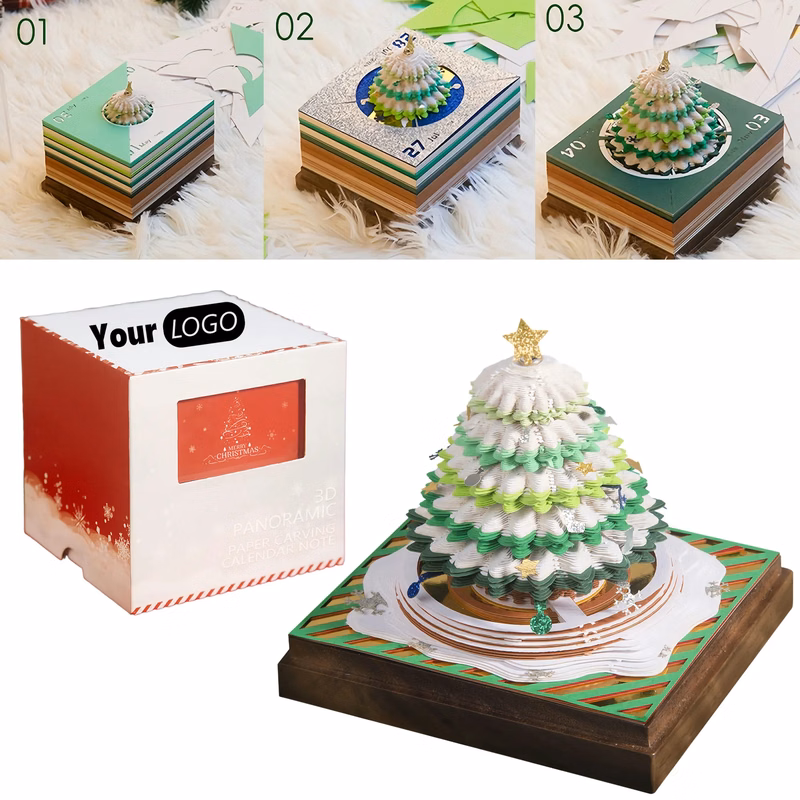 Panoramic 3D Paper Cut Desk Calendar With Tearable Notes