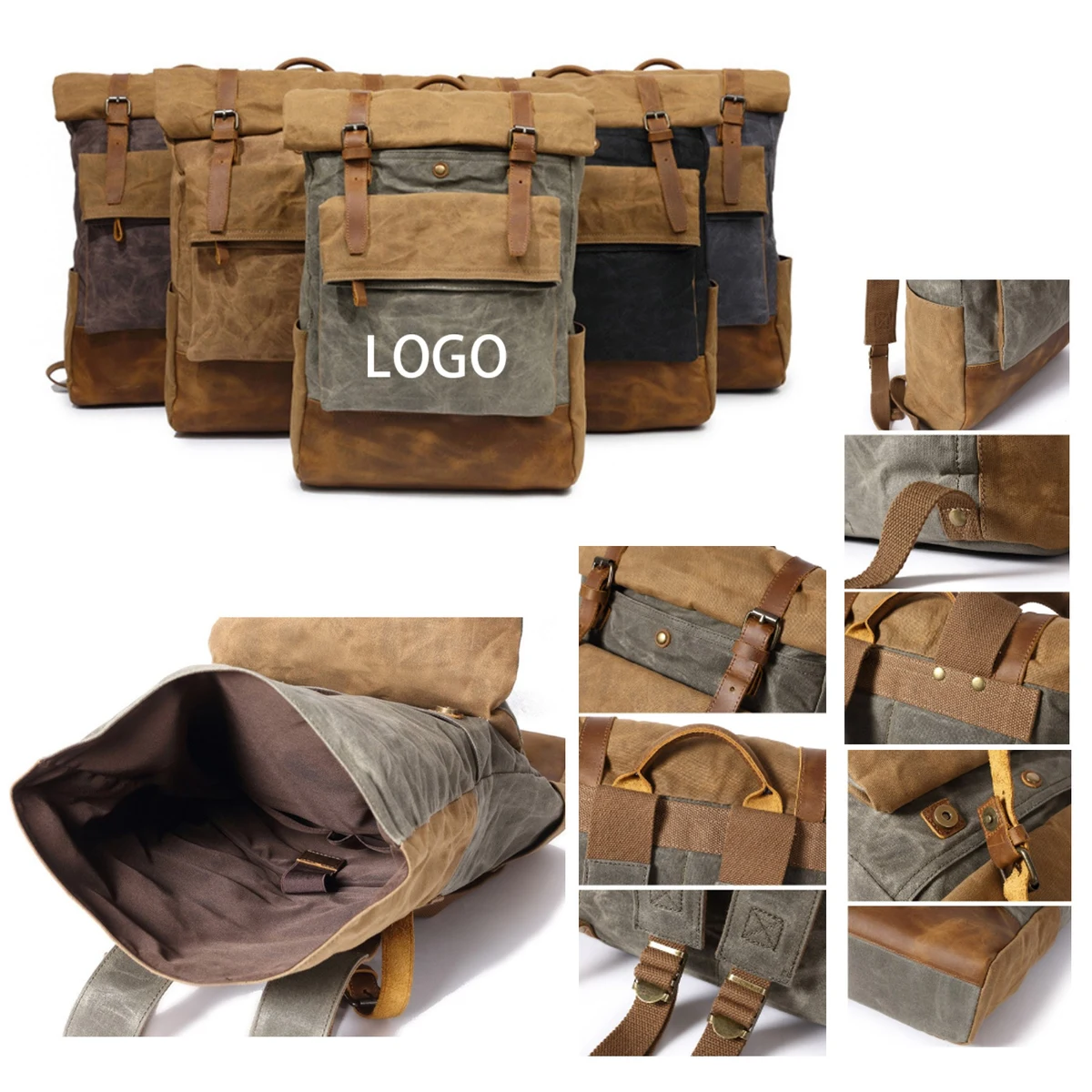 Outing Waterproof Canvas Leather Rucksack 1