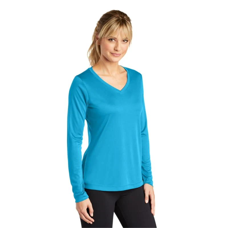 Sport-Tek Women's Long Sleeve PosiCharge Competitor V-Neck Tee. 1