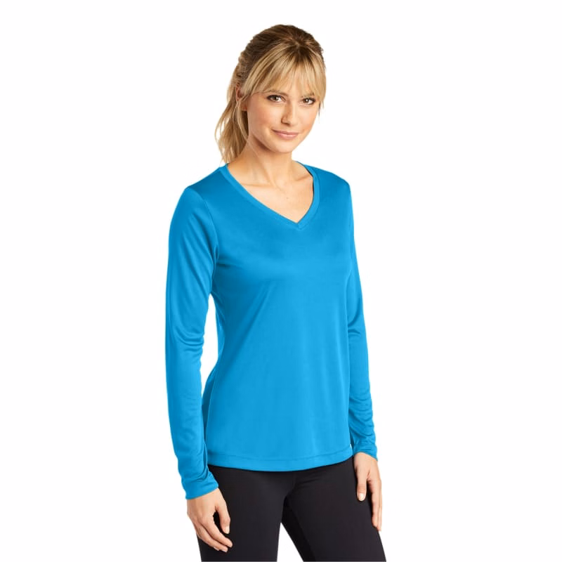 Sport-Tek Women's Long Sleeve PosiCharge Competitor V-Neck Tee.