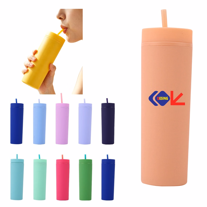 Matte Skinny Tumbler With Straw