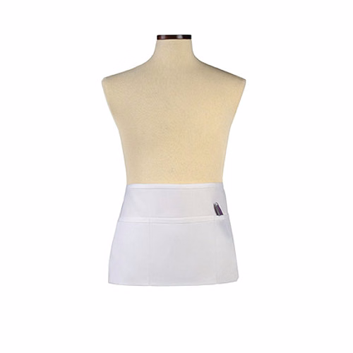 White Three-Section Pocket Waist Apron