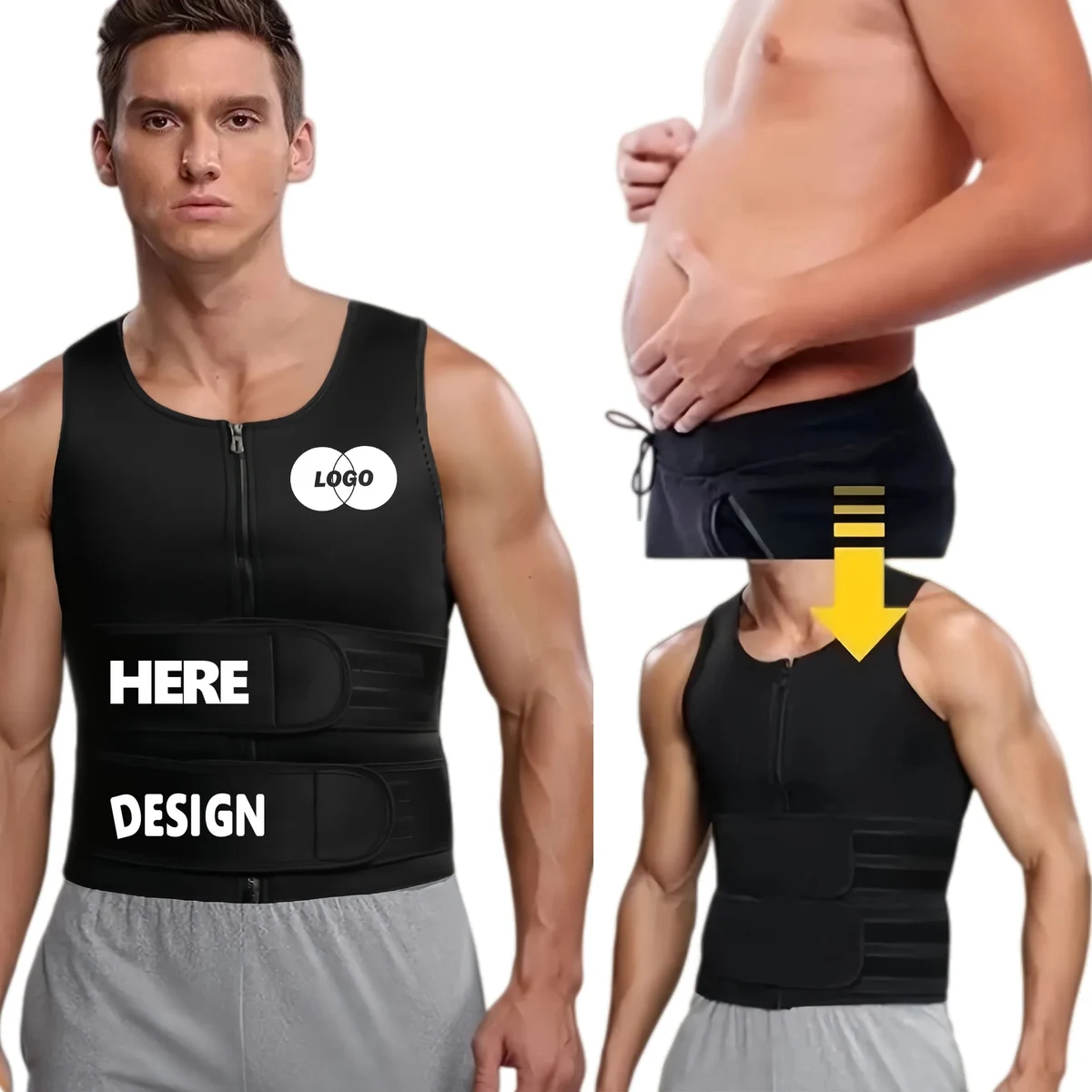 Men's Double Waist Belt Shapewear Vest Sweat 1