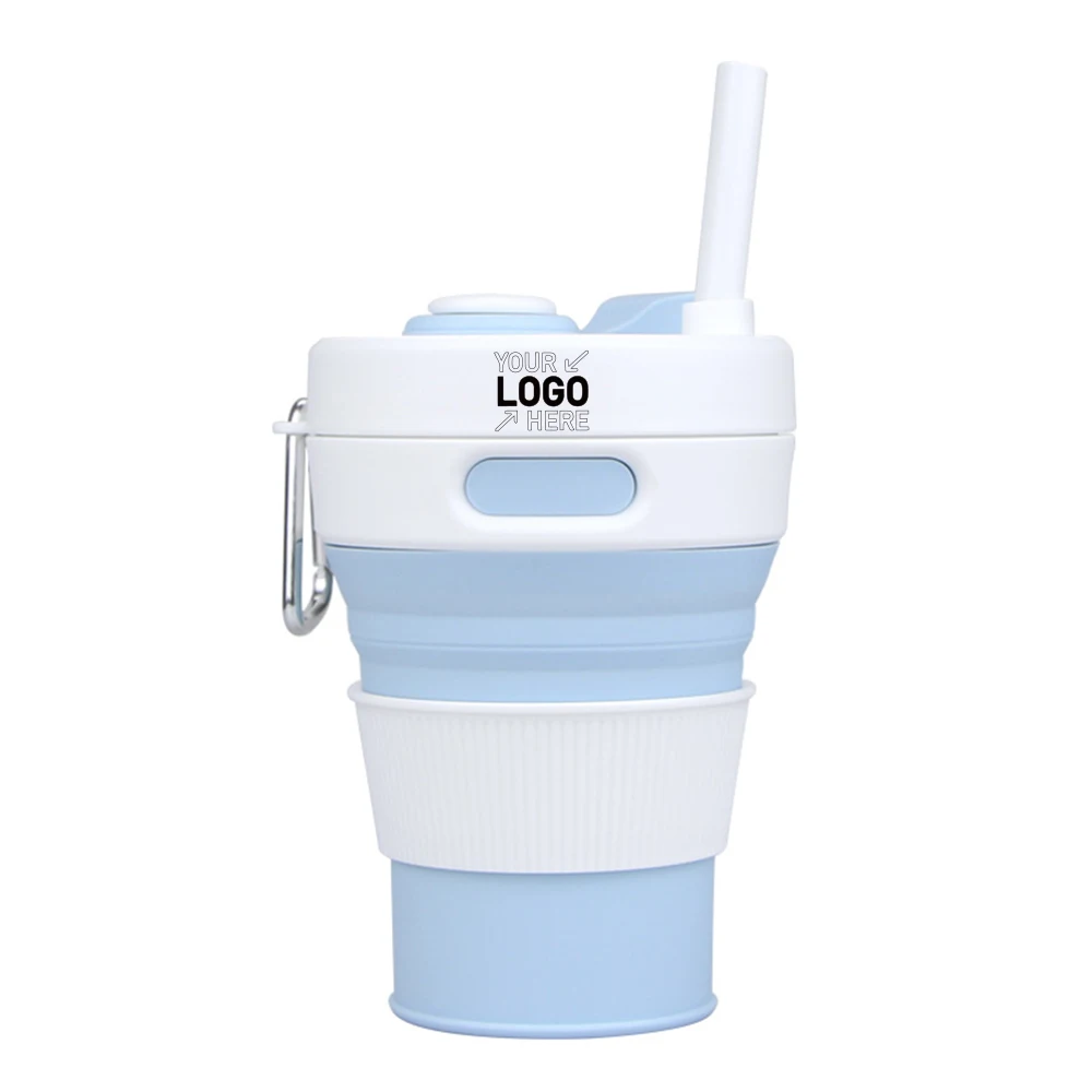 Folding water cup with straw 1