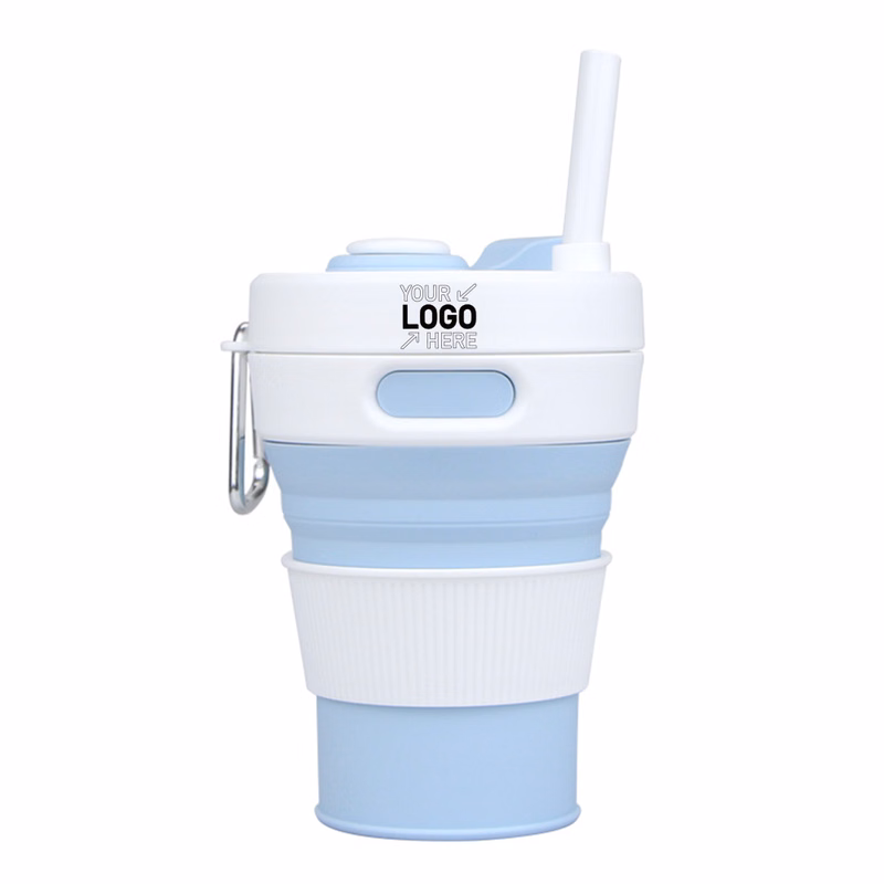 Folding water cup with straw