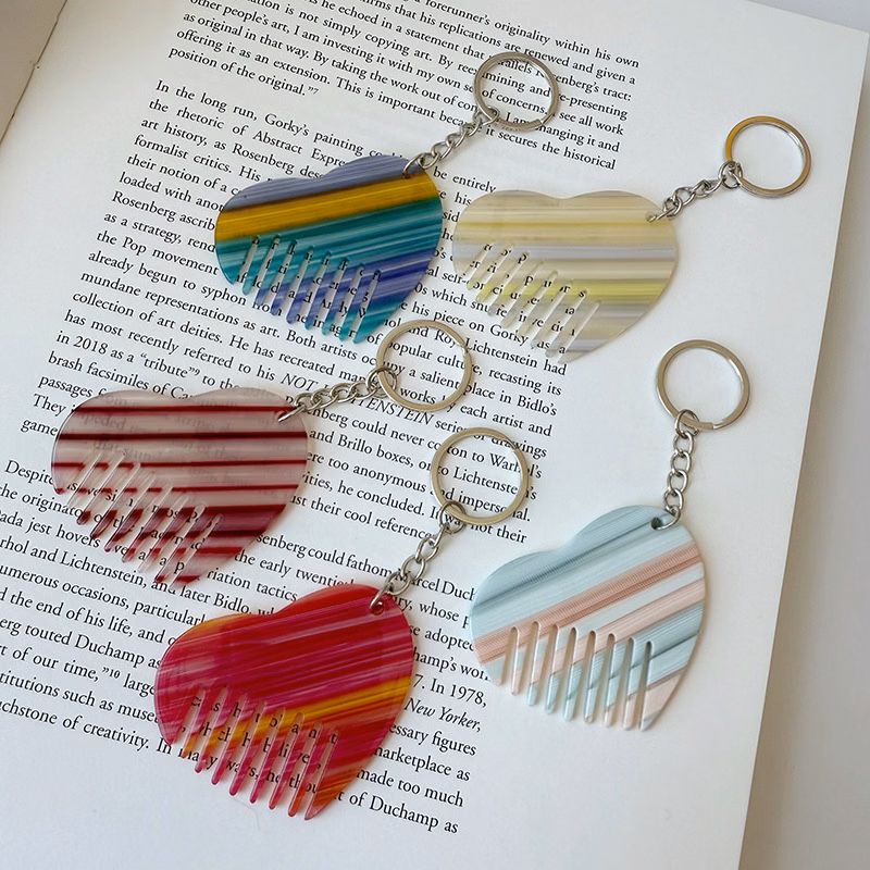 Acetate Heart Mini Comb Keychain