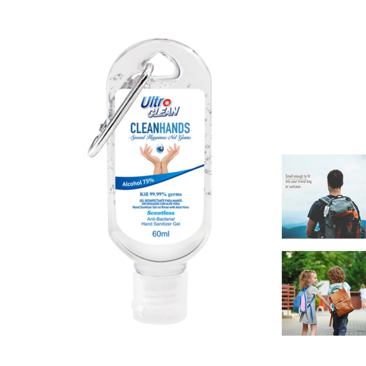 60ml Hand Sanitizer With Carabiner 1