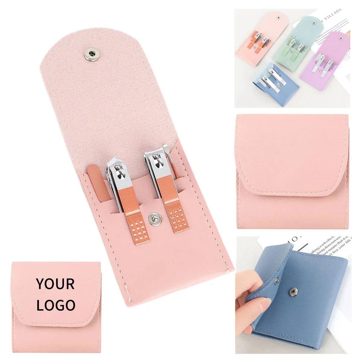 Compact Nail Grooming Set in Leather Travel Case 1