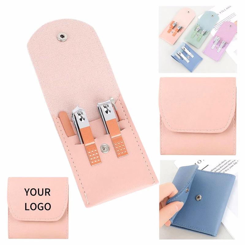 Compact Nail Grooming Set in Leather Travel Case