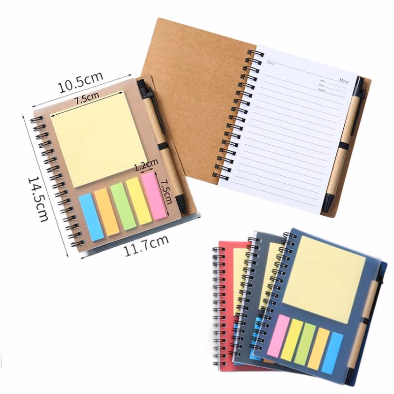 A6 Spiral Notebook W/ Sticky Notes & Pen