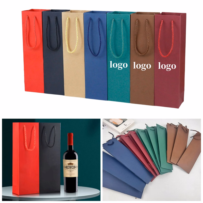 Colorful Wine Gift Paper Bags With Handles