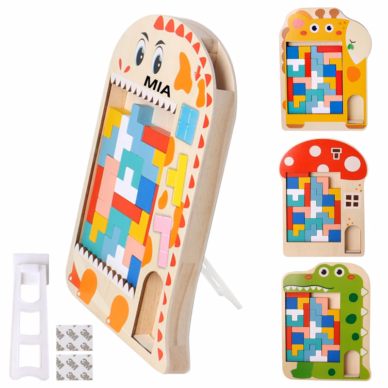 Kizfarm Wooden Blocks Puzzle Brain Teasers Toy