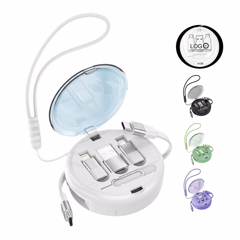 60W Fast Charge Retractable Data Cable Storage Box