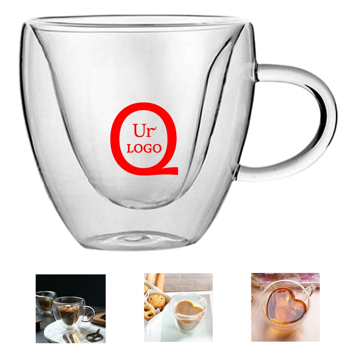 8Oz Heart Shaped Glass Coffee Mug 1