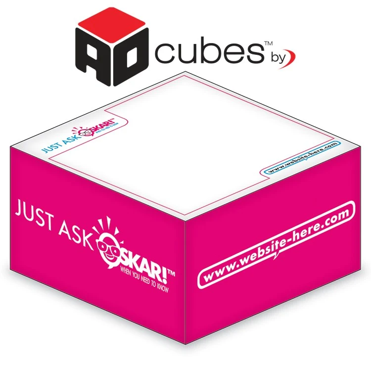 Ad Cubes™ - Memo Notes - 3.375x3.375x1.6875-1 Color, 2 Side Designs 1