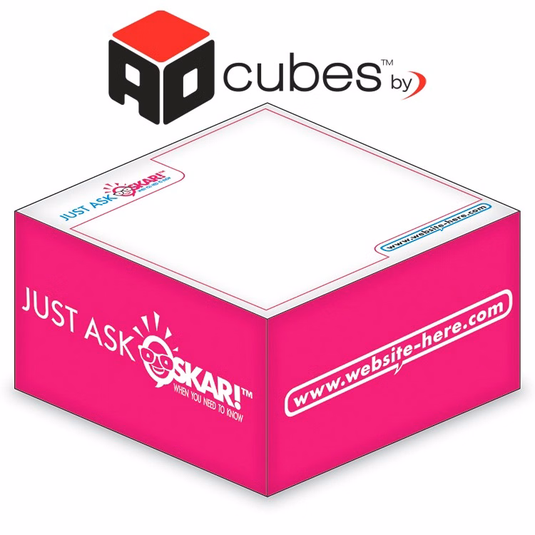 Ad Cubes™ - Memo Notes - 3.375x3.375x1.6875-1 Color, 2 Side Designs