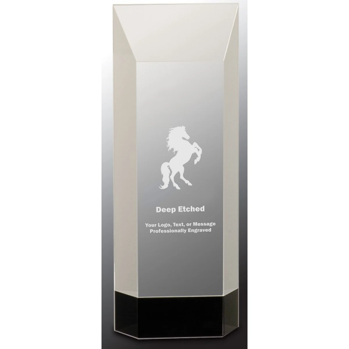 9 1/2" Clear Crystal Self-Standing Rectangle Award on Black Base 1