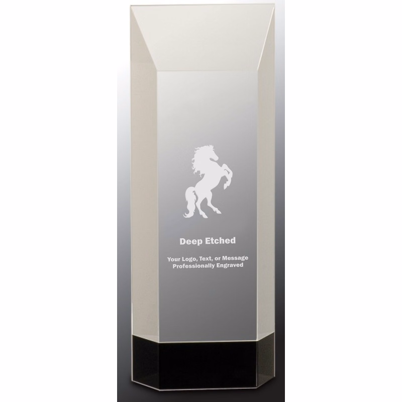 9 1/2" Clear Crystal Self-Standing Rectangle Award on Black Base