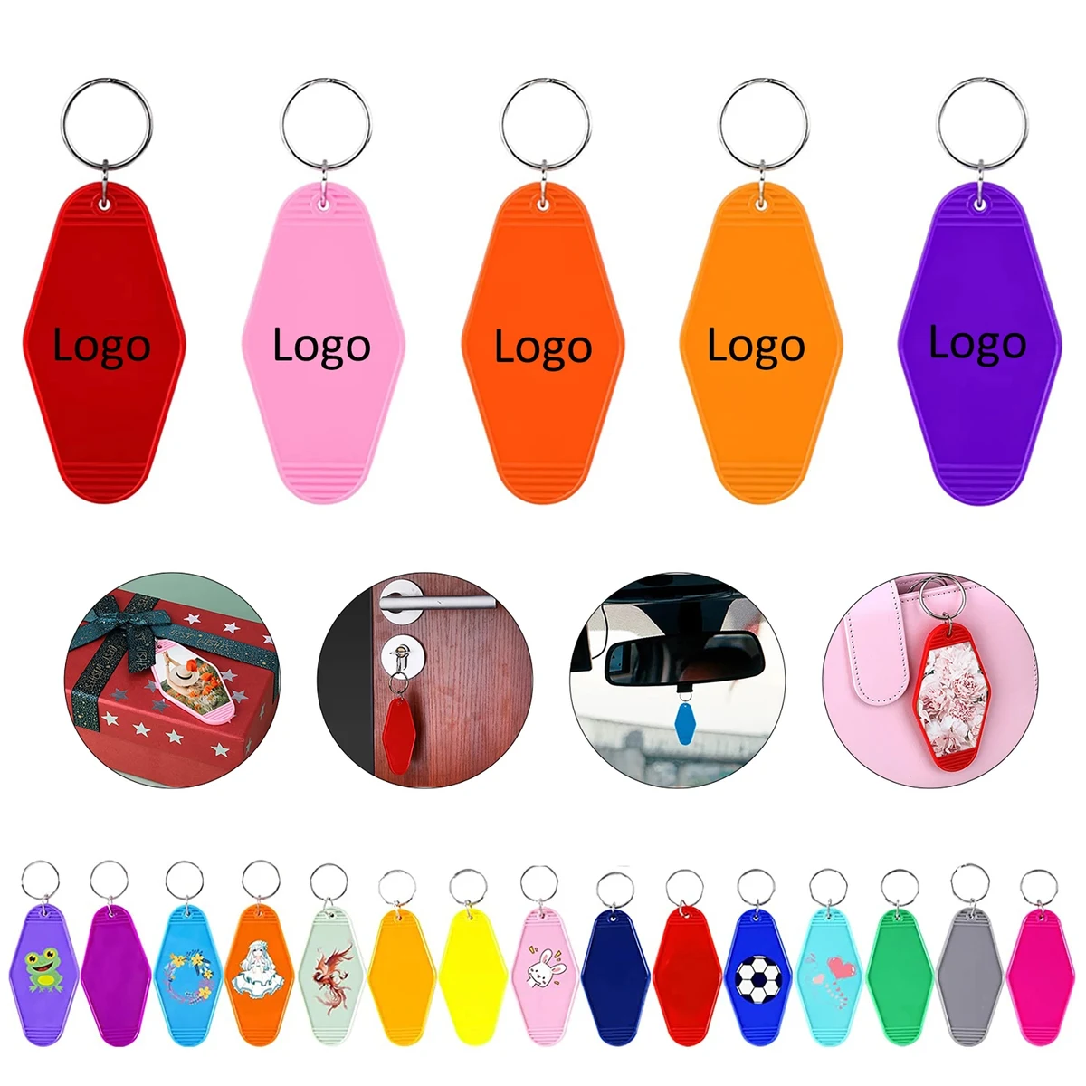 Motel Hotel Blank Tag Rhombus Keychains 1