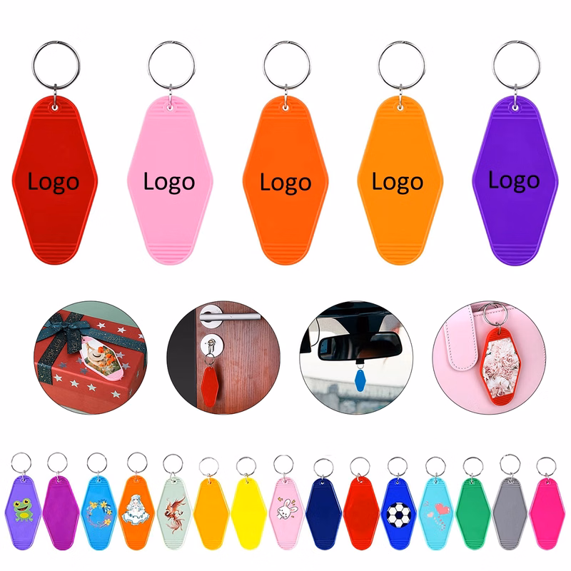 Motel Hotel Blank Tag Rhombus Keychains