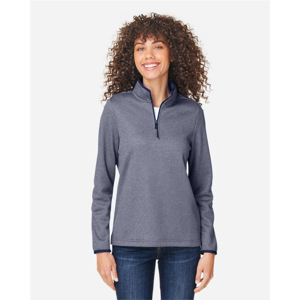 Women's Venture Heathered Stripe Quarter-Zip Pullover - CE73W 1