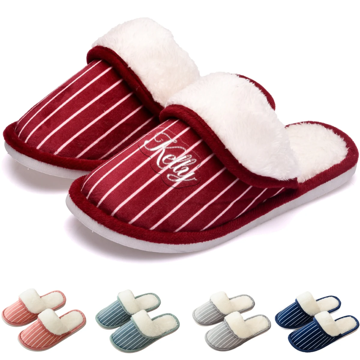 Winter Anti Slip Plush Lined Home Slippers 1