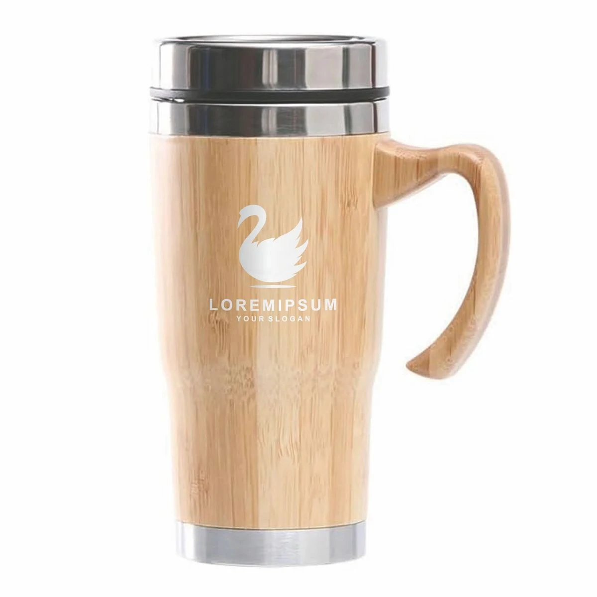 18oz Premium Bamboo Tumbler with Handle - Vacuum Insulated Thermos for Tea, Coffee - Bamboo Stainles 1