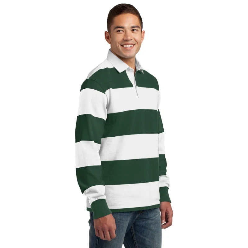 Sport-Tek Classic Long Sleeve Rugby Polo. 1