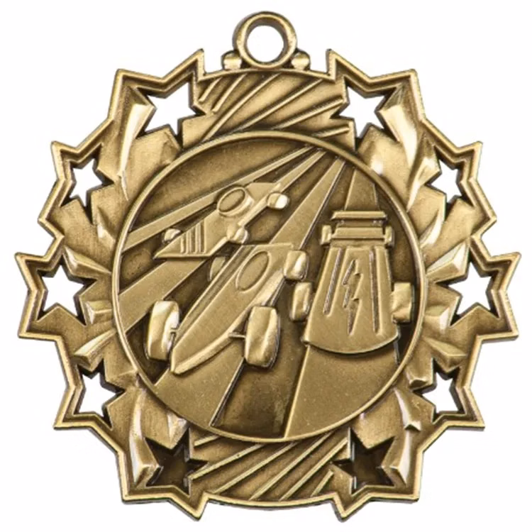 2 1/4" Ten Star Antique Finish Medal-Pinewood Derby