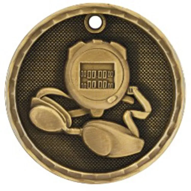 2" Antique Finish 3D Swimming Medal 1