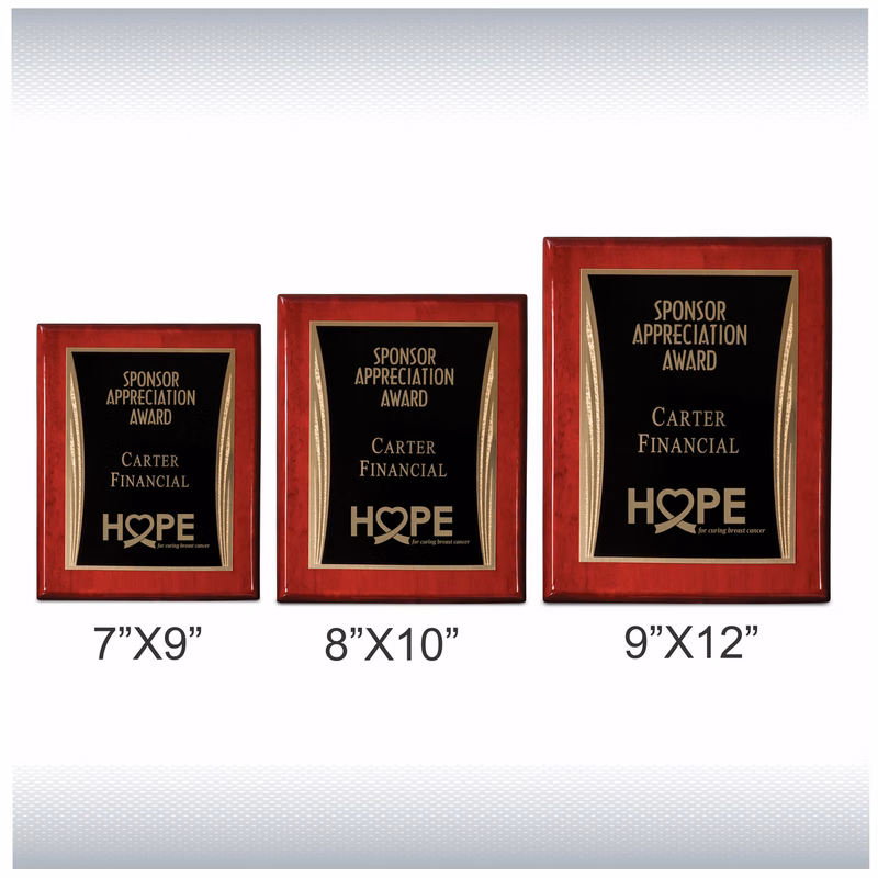 Premium Rosewood Piano Finish Plaque W/ Blk Showtime Plate