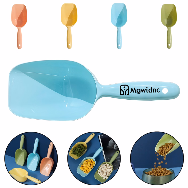 Large Capacity Solid Single Color Pet Food Scoop with Measurement Marks for Dog Cat Feeding