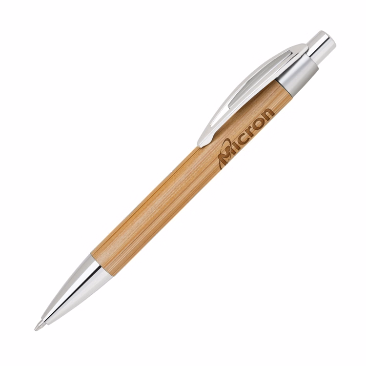 Bamboo-I Retractable Eco-Friendly Pens with Silver Trims