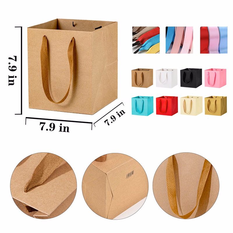 Customizable Commercial Square Hand Held Paper Bags