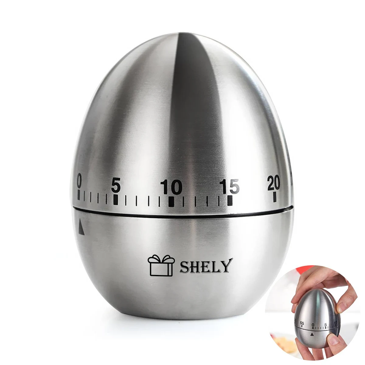 Egg Kitchen Timer Stainless Steel Mechanical Rotating Alarm 1