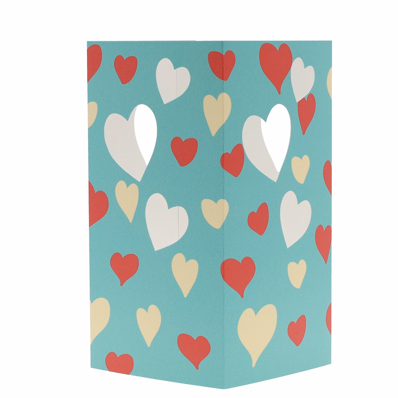 Table Luminary Card Stock 12 pt 4 Sided 4.250" x 4.250" x 8.000" Heart White Digital Print