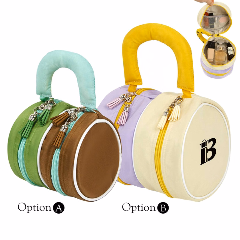 Nylon cylinder hand makeup bag