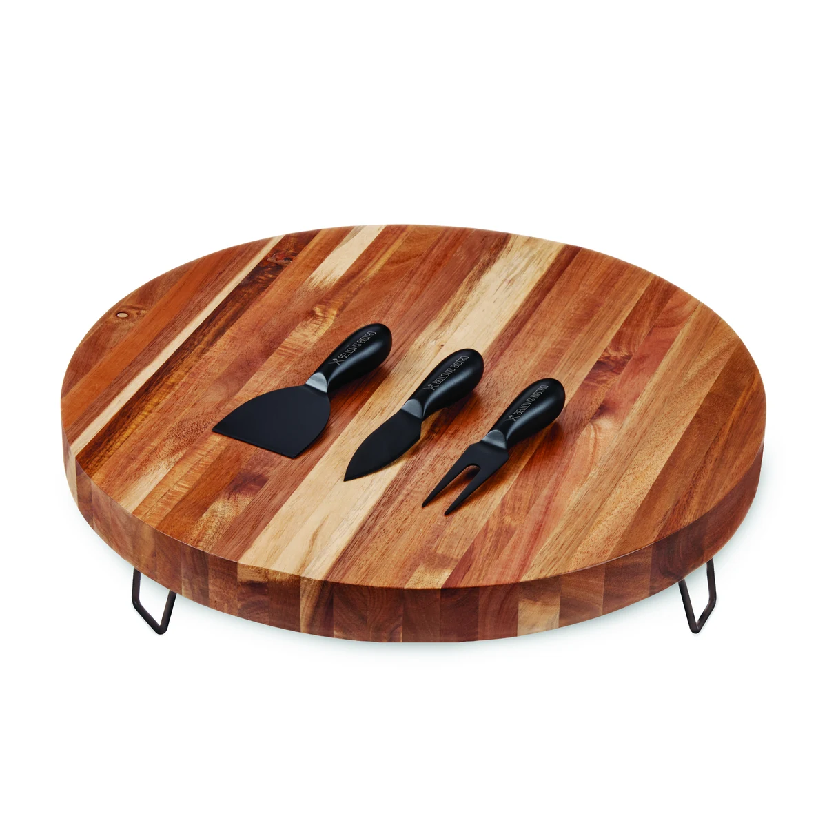 Twine Living® Acacia Footed Cheese Board & Knife Set 1