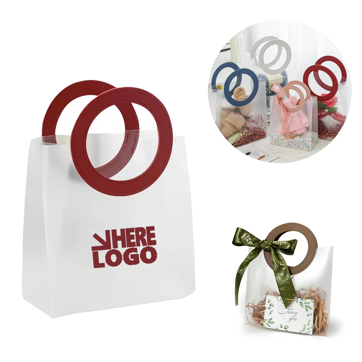 Durable Frosted Gift Tote with PU Handles 1