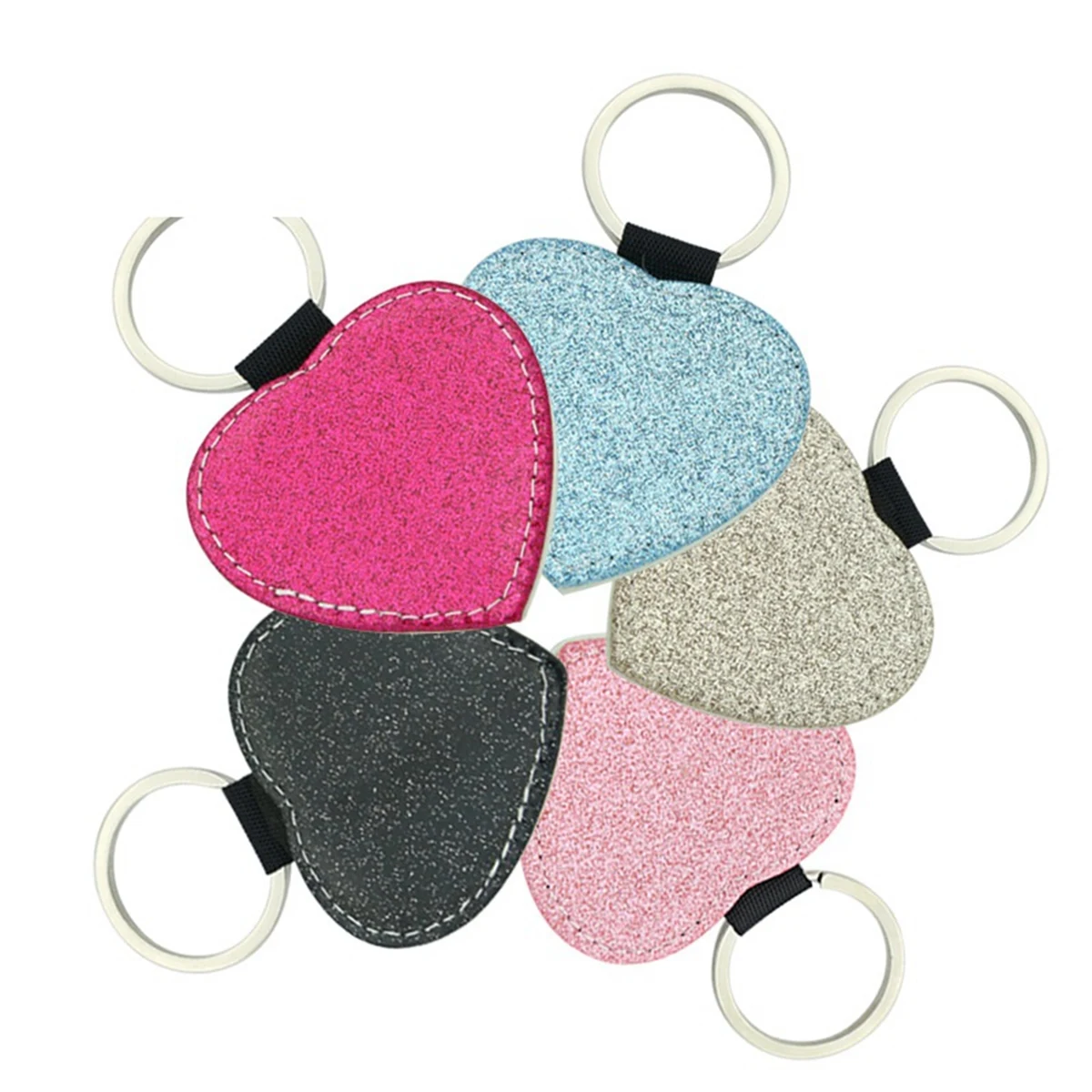 Bling Heart Shaped PU Key Chain 1