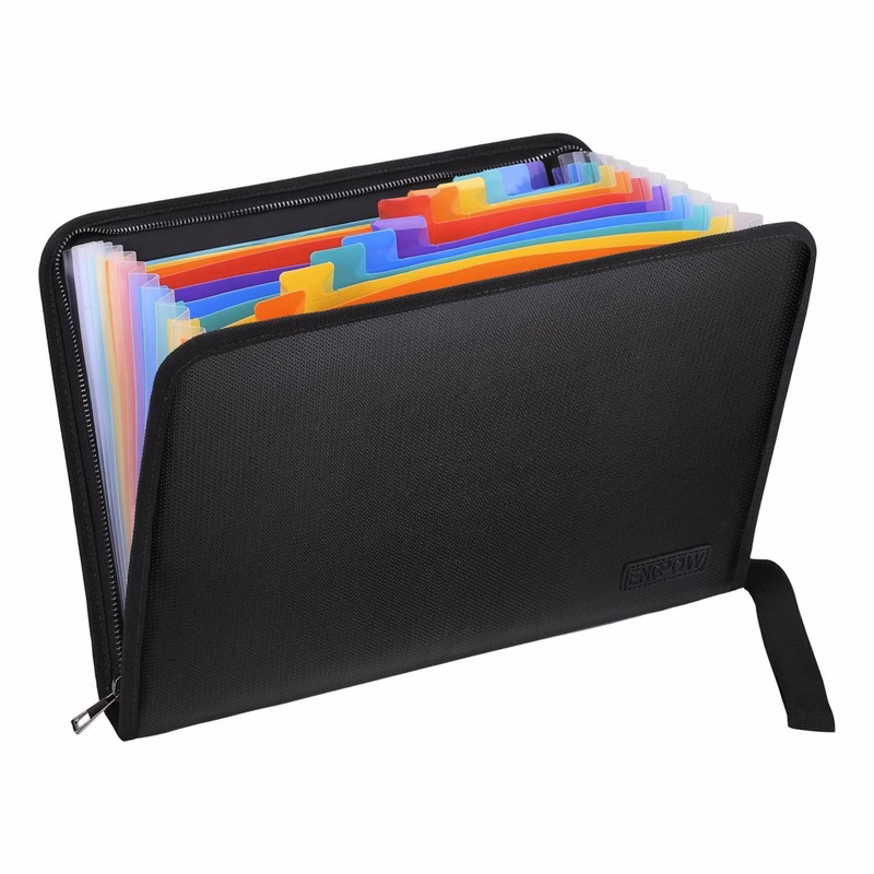 Fireproof Expanding File Folder With 13 Multicolored Pockets
